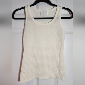 Christine Albers Cream Shiny Textured Sleeveless Nylon Top M